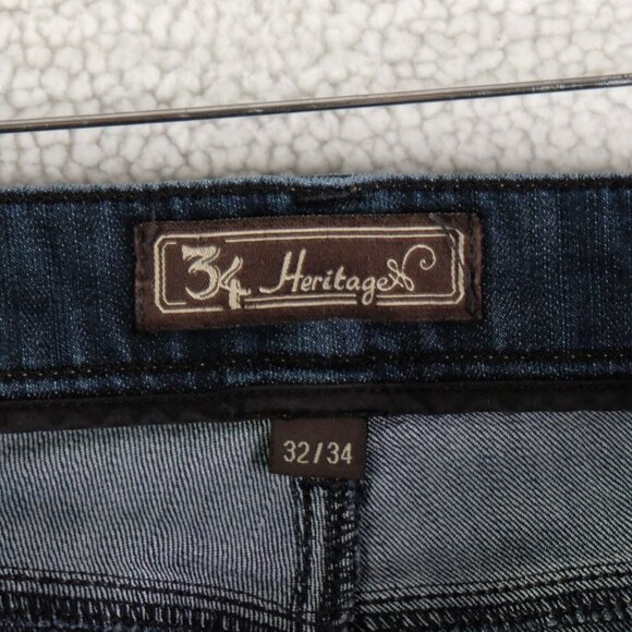 34 Heritage Jeans Mens 32X28 Blue Stone Wash Courage Mid Rise Straight Stretch - Picture 9 of 12
